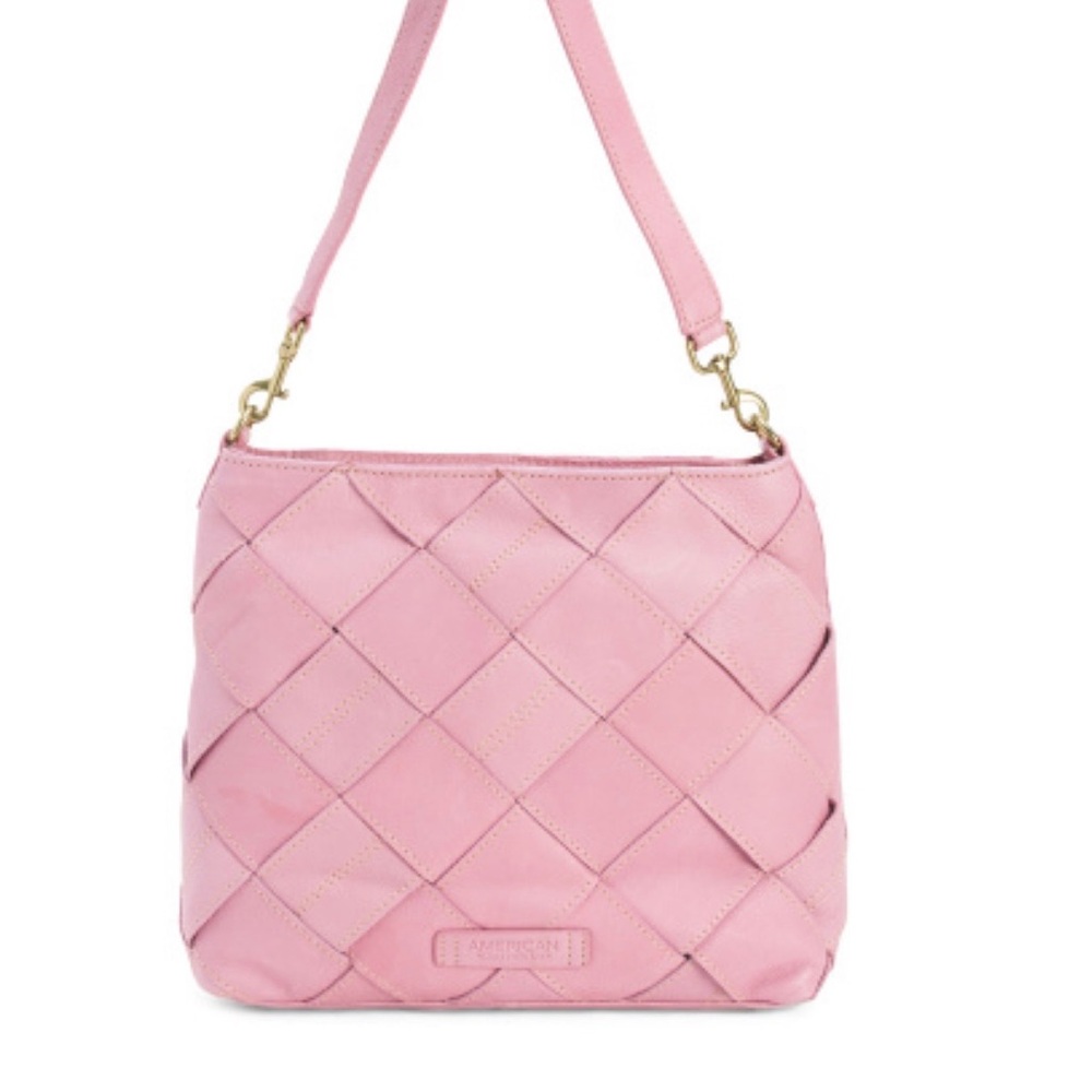 American Leather Co. Pink Woven Shoulder Bag NWT - Picture 3 of 12